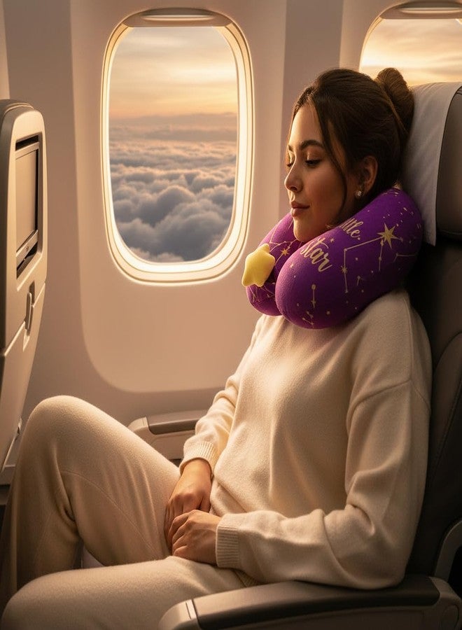 Miniso Moon Star Series Memory Foam U-Shaped Neck Pillow (Purple) - Image 4